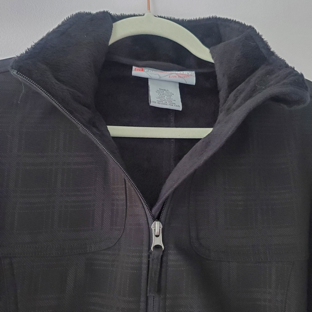 Free Country Woman's Black Plaid Hooded Trench Coat With Faux Fur Lining Sz S - Picture 15 of 16